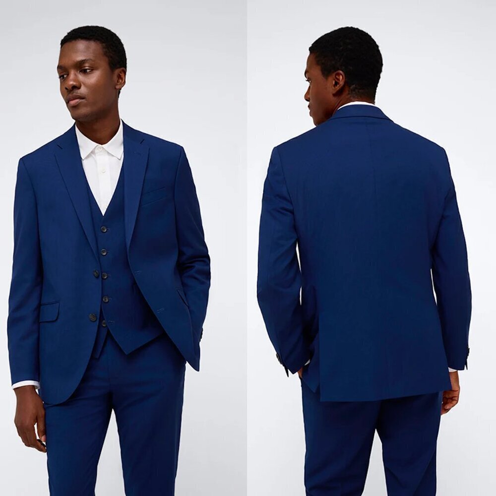 NWT New Kenneth Cole Ready Flex Suit Separate Blue Jacket Size 44 Short